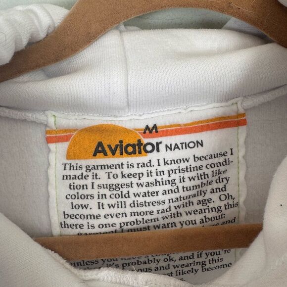 Aviator Nation Smiley 2 Graphic Cropped Hoodie in white Medium - Picture 5 of 6